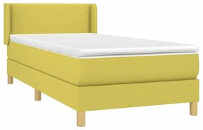 vidaXL Κρεβάτι Boxspring με Στρώμα Πράσινο 100 x 200 εκ. Υφασμάτινο