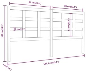 Κεφαλάρι Κρεβατιού 185,5 x 4 x 100 εκ. από Μασίφ Ξύλο Πεύκου - Καφέ