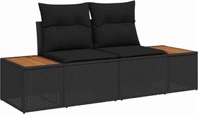 vidaXL Σετ Καναπέ Κήπου με μαξιλάρι 7 pcs Μαύρο Πολυρατάν