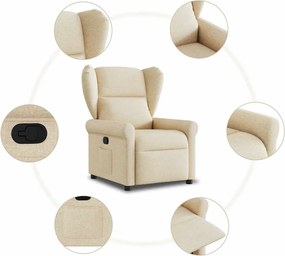 vidaXL Πολυθρόνα Ανακλινόμενη Κρεμ Υφασμάτινη