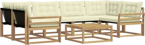 vidaXL Σειρά Καναπέ Εξωτερικού 7 τμχ. Λευκό και Κρεμ