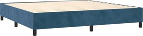 vidaXL Κρεβάτι Boxspring με Στρώμα &amp; LED Σκ. Μπλε 200x200εκ. Βελούδινο