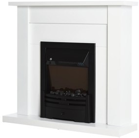 HOMCOM Ηλεκτρικό τζάκι, 2 επίπεδα θέρμανσης, τηλεχειριστήριο, χρονοδιακόπτης, ρεαλιστικό εφέ φλόγας, Μαύρο+Λευκό