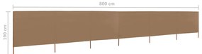 vidaXL Προστατευτικό Αέρα με 6 Πάνελ Taupe 800 x 160 εκ. Υφασμάτινο