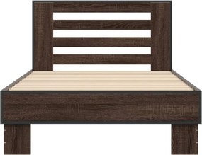 vidaXL Πλαίσιο Κρεβατιού Καφέ Δρυς 100x200 εκ. Επεξ. Ξύλο &amp; Μέταλλο