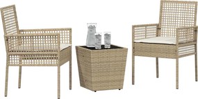 vidaXL Σετ Μπιστρό Κήπου 3 pcs Μπεζ συνθετικό ρατάν
