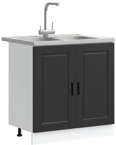vidaXL Βάση νιπτήρα 2 pcs Μαύρο 80 x 46 x 84.5 εκ. Επεξεργασμένο ξύλο