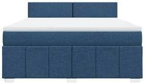 vidaXL Κρεβάτι Boxspring με Στρώμα Μπλε 180x200 εκ. Υφασμάτινο