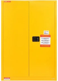 VEVOR Flammable Safety Cabinet, 45 Gal, Cold-Rolled Steel Flammable Liquid Storage Cabinet, 42.9 x 18.1 x 65.2 in Explosion Proof with 2 Adjustable Shelves 2 Manual Doors for Industrial Use, Yellow