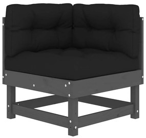 vidaXL Καναπέδες Γωνιακοί με Μαξιλάρια 2 τεμ. Γκρι Μασίφ Ξύλο Πεύκου