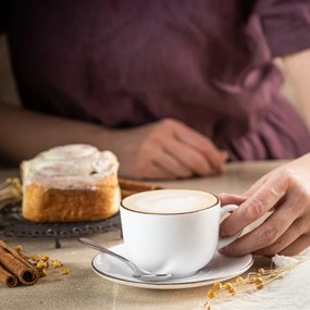 Σετ φλιτζάνια και πιατάκια Klausberg KH 1929, 12 τμχ, 210 ml, Opal, λευκό/χρυσό