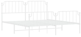 Πλαίσιο Κρεβατιού με Κεφαλάρι/Ποδαρικό Λευκό 183x213εκ. Μέταλλο - Λευκό