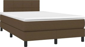 vidaXL Κρεβάτι Boxspring με Στρώμα &amp; LED Σκ.Καφέ 120x190εκ. Υφασμάτινο
