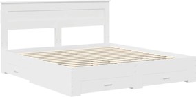 vidaXL Σκελετός Κρεβατιού Λευκό 200 x 200 cm Επεξεργασμένο ξύλο
