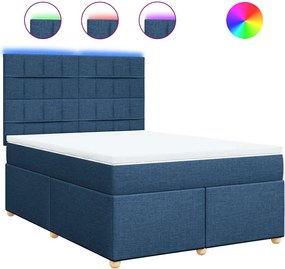vidaXL Κρεβάτι Boxspring με Στρώμα Μπλε 140x190 εκ. Υφασμάτινο