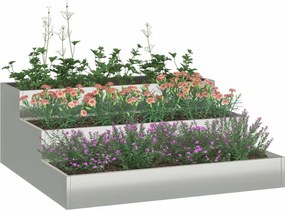 vidaXL Γλάστρα Κήπου Ασημί 90 x 90 x 35 εκ Επικαλυμμένος Χάλυβας