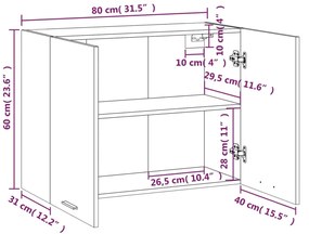 Ντουλάπι Κρεμαστό Γκρι Sonoma 80x31x60 εκ. Επεξεργασμένο Ξύλο - Γκρι