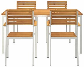 vidaXL Σέτ φαγητού για κήπο 5 pcs Καφέ Στερεό Ξύλο Ακακίας