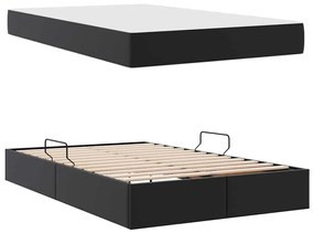 vidaXL Κρεβάτι με αποθηκευτικό χώρο και στρώμα 2 pcs Μαύρο Δέρμα