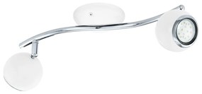 Σποτ Δίφωτη Ράγα L34xH10cm 2xGU10 2x2,8w 3000Κ 2x250lm Ατσάλι Νίκελ-Λευκό Eglo Bimeda 31002