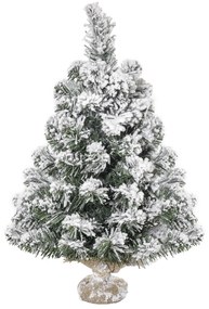 HOMCOM Μίνι Τεχνητό Χριστουγεννιάτικο Δέντρο 60 cm, τεχνητό έλατο με χιόνι, 67 άκρες, βάση τσιμέντου για εσωτερικούς χώρους, γραφείο