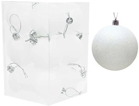 Σετ 12 τεμάχια Χριστουγεννιάτικες Μπάλες Άσπρες με Γκλίτερ 6cm 237546