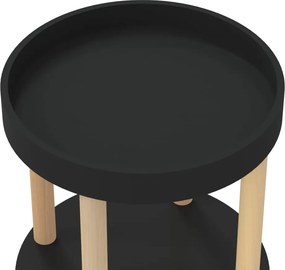 vidaXL Τρόλεϊ 3 Επιπέδων Μαύρο 38 x 38 x 82 εκ. Επεξ. Ξύλο/Μασίφ Πεύκο