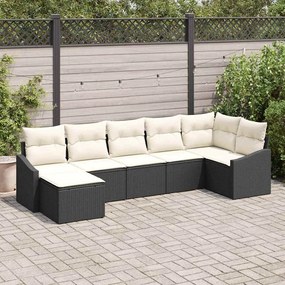 vidaXL Σετ Καναπέ Κήπου 7 pcs Μαύρο Πολυ ράταν
