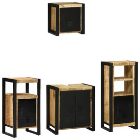 vidaXL Σετ Επίπλων Μπάνιου με ράφι 4 pcs Καφέ Στερεό ξύλο μάνγκο