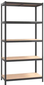 HOME USE μεταλλική ραφιέρα HUH-0199 με 5 ράφια, 90x40x180cm, μαύρη