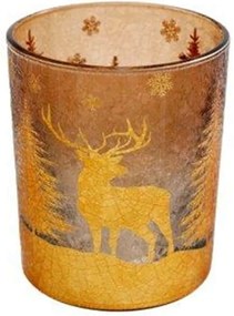 Χριστουγεννιάτικο Κηροπήγιο Τάρανδοι 014.XMG0992 10x12,5cm Brown