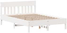 vidaXL Σκελετός Κρεβ. Χωρίς Στρώμα Λευκό 135x190 εκ Μασίφ Πεύκο