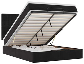vidaXL Οθωμανικό κρεβάτι με στρώματα Μαύρο 140x190cm Βελούδο