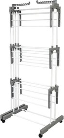 Στεγνωτήριο ρούχων Kinghoff KH 2044, 30 μ., έως 30 κιλά, 3 επίπεδα, ροδάκια, χάλυβας, λευκό/γκρι