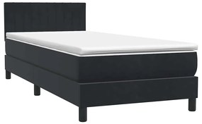 Box Spring Κρεβάτι με στρώμα Μαύρο 80x210 εκ. Βελούδινο - Μαύρο