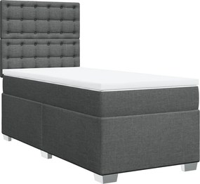 vidaXL Κρεβάτι Boxspring με Στρώμα Σκούρο Γκρι 100x200 εκ. Υφασμάτινο