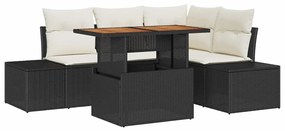 vidaXL Σετ Καναπέ Κήπου με αποθήκευση 5 pcs Μαύρο Πολυ ράταν