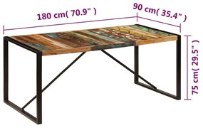 Τραπεζαρία 180 x 90 x 75 εκ. από Μασίφ Ανακυκλωμένο Ξύλο - Πολύχρωμο