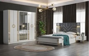 Stewehome Σετ κρεβατοκάμαρας λευκό &amp;amp; γκρι 160x200 cm