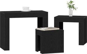 vidaXL Ένθετα τραπέζια 3 τμχ. Μαύρη Οξυά 61 x 30 x 50 εκ