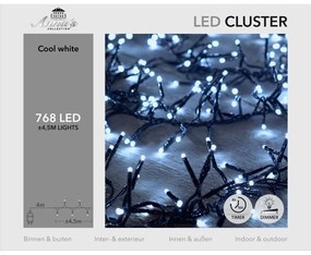 ΦΩΤΑΚΙΑ CLUSTER  768LED/4,5M ΨΥΧΡΟ ΛΕΥΚΟ - 4M ΚΑΛΩΔΙΟ ΜΑΥΡΟ 36V/IP44 ΜΕΤΑΣΧΗΜΑΤΙΣΤΗΣ 6VA - ON / 8/16H TIMER / OFF / DIMM