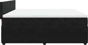 vidaXL Κρεβάτι Boxspring με Στρώμα Μαύρο 180x200 εκ. Βελούδινο