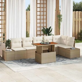 vidaXL Σέτ φαγητού για κήπο 7 pcs Μπεζ, Κρέμα 100 x 55 x 73 εκ