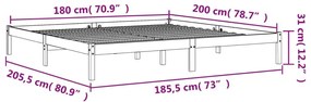 Σκελετός Κρεβ. Χωρίς Στρώμα Καφέ Κεριού 180x200 εκ Μασίφ Πεύκο - Καφέ