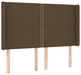 vidaXL Κρεβάτι Boxspring με Στρώμα &amp; LED Σκ.Καφέ 140x190εκ. Υφασμάτινο
