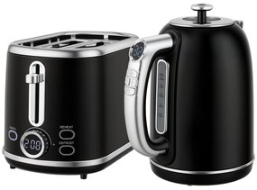 Σετ βραστήρα και τοστιέρας HOMCOM, Ένδειξη LED, 1,7 λίτρα, 2200W, Ρετρό σχεδιασμός, Λειτουργία μνήμης, Μαύρο