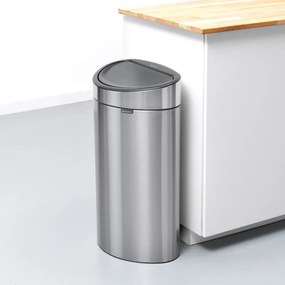 Brabantia Touch Bin New 650532, 40 l, αθόρυβο και ομαλό κλείσιμο, επίπεδη πλάτη, Inox/matt