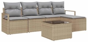 vidaXL Σετ Καναπέ Κήπου με μαξιλάρι 6 pcs Μπεζ, Ανοιχτό Γκρι
