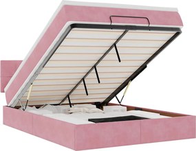 vidaXL Οθωμανικό κρεβάτι με στρώμα ροζ 140x190cm Βελούδο