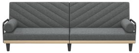 Καναπές Κρεβάτι με Μπράτσα Σκούρο Γκρι Υφασμάτινος - Γκρι